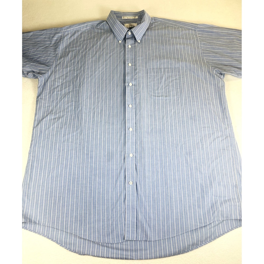 Enro Button-Up Shirt Mens 18.5 Blue Striped Professional